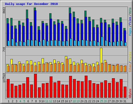 Daily usage for December 2010