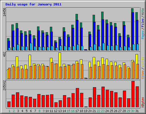 Daily usage for January 2011