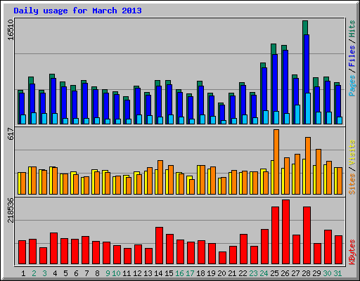 Daily usage for March 2013