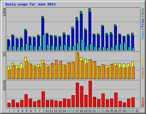 Daily usage for June 2013