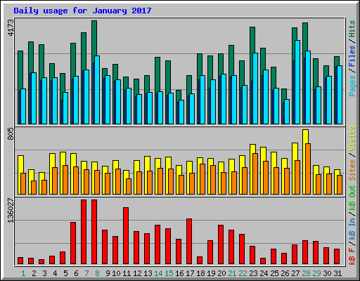 Daily usage for January 2017